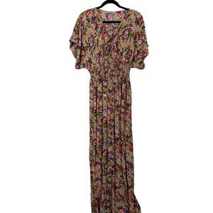 Jodifl Pink Floral Lace Up Maxi Dress - Women’s M